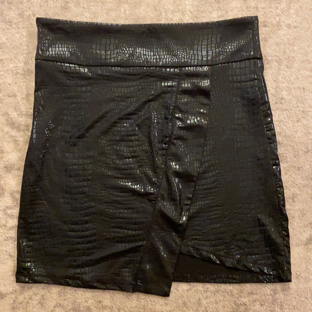 Black faux leather skirt